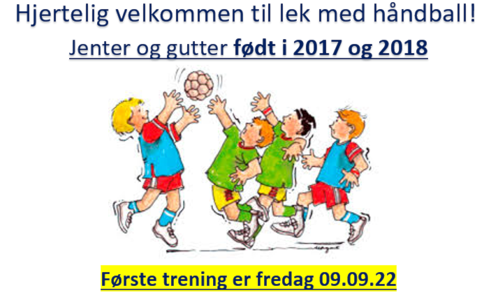 Oppstart lek med håndball, født 2017 og 2018, fredag 09.09.22 i YES-hallen